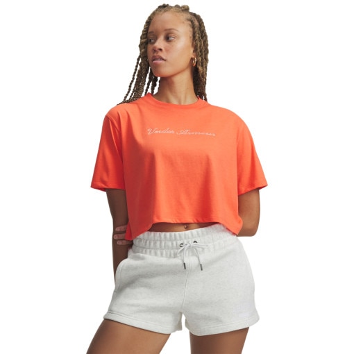  UNDER ARMOUR Damska koszulka crop top Under Armour UA Wordmark  pomarańczowa Pomarańczowy