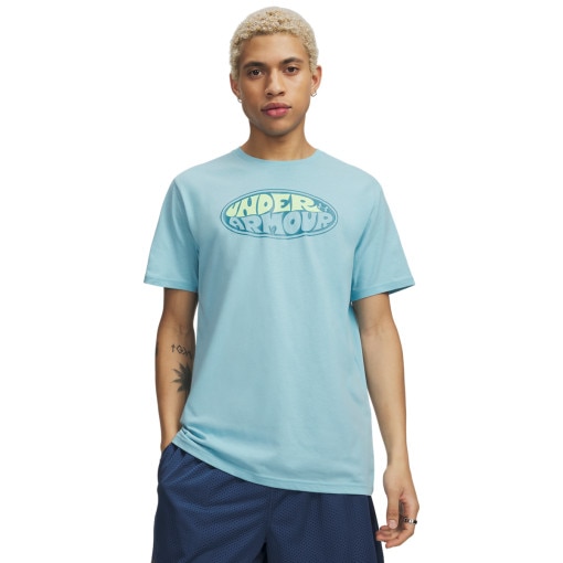  UNDER ARMOUR Męski tshirt z nadrukiem Under Armour UA M OVAL WM SS  niebieski Niebieski