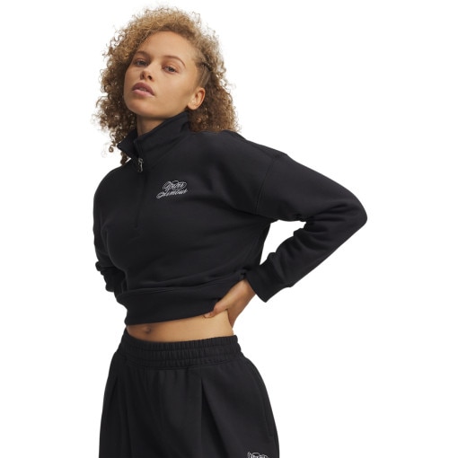 Obrazek dla: UNDER ARMOUR Damska bluza nierozpinana bez kaptura Under Armour Rival Fleece Script HZ  czarna Czarny