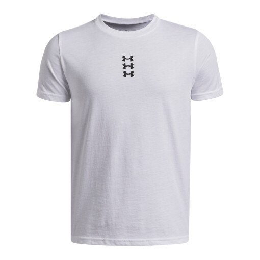  UNDER ARMOUR Chłopięca koszulka sportowa Under Armour UA B HOOPS Triple Logo SS  biała Biały