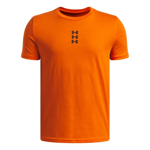  UNDER ARMOUR Chłopięca koszulka sportowa Under Armour UA B HOOPS Triple Logo SS  pomarańczowa Pomarańczowy
