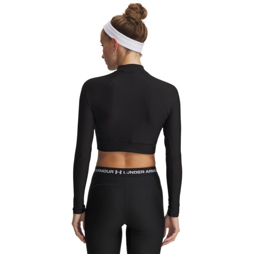 Damski longsleeve treningowy Under Armour HeatGear Crop Mock LS - czarny