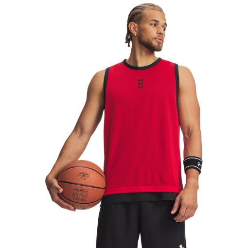  UNDER ARMOUR Męski top do koszykówki Under Armour UA Hoops 695 Tank  czerwony Czerwony