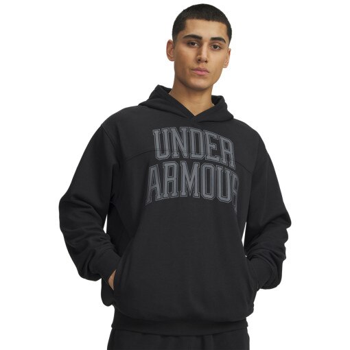  UNDER ARMOUR Męska bluza nierozpinana z kapturem Under Armour UA Rival LW Graphic Hoodie  czarna Czarny