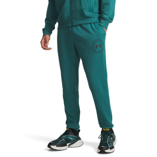 Męskie spodnie dresowe joggery Under Armour UA Rival LW Graphic Jogger - zielone