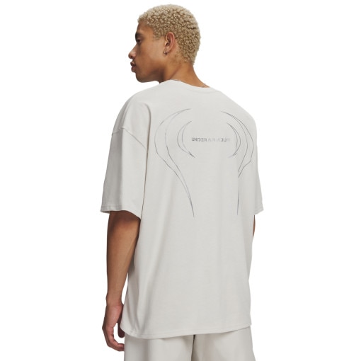 Męski t-shirt z nadrukiem Under Armour UA M UNSTOPPABLE PLUS HWT SS - biały