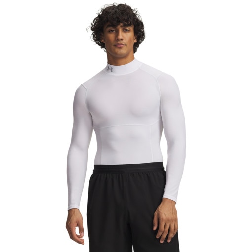 UNDER ARMOUR Męski longsleeve treningowy Under Armour UA HG Elite Comp Mock LS biały Biały