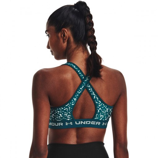Biustonosz sportowy Under Armour Crossback Mid Print - zielony