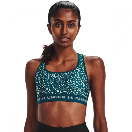UNDER ARMOUR Biustonosz sportowy Under Armour Crossback Mid Print  zielony Zielony print