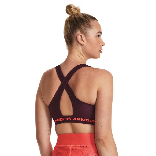 Biustonosz treningowy  Under Armour UA Crossback Mid Bra - bordowy