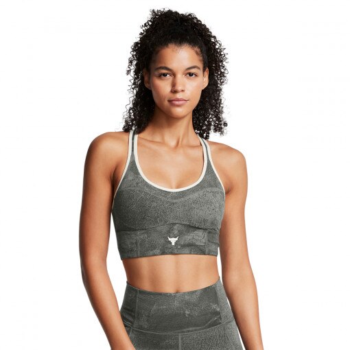 UNDER ARMOUR Biustonosz treningowy Under Armour Project Rock LG LL Infty Bra Pt  szary Zielony