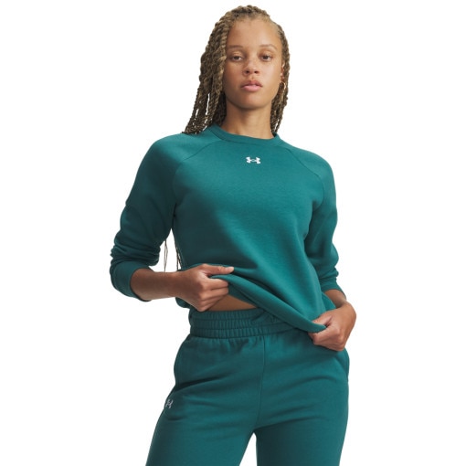 Obrazek dla: UNDER ARMOUR Damska bluza dresowa nierozpinana bez kaptura Under Armour Rival Fleece Crew  zielona Zielony