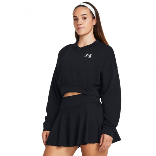 Obrazek dla: UNDER ARMOUR Damska bluza dresowa nierozpinana bez kaptura Under Armour UA Rival Terry OS Crop Crw  czarna Czarny