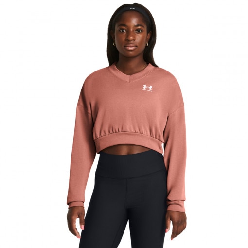 UNDER ARMOUR Damska bluza dresowa nierozpinana bez kaptura Under Armour UA Rival Terry OS Crop Crw  różowa Różowy