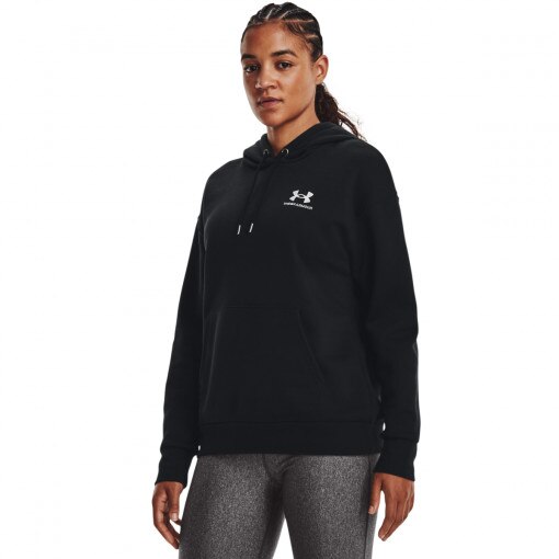 UNDER ARMOUR Damska bluza dresowa nierozpinana z kapturem Under Armour Essential Fleece Hoodie  czarna 001
