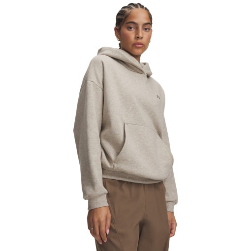 Obrazek dla: UNDER ARMOUR Damska bluza dresowa nierozpinana z kapturem Under Armour Icon Fleece Hoodie  beżowa Beżowy