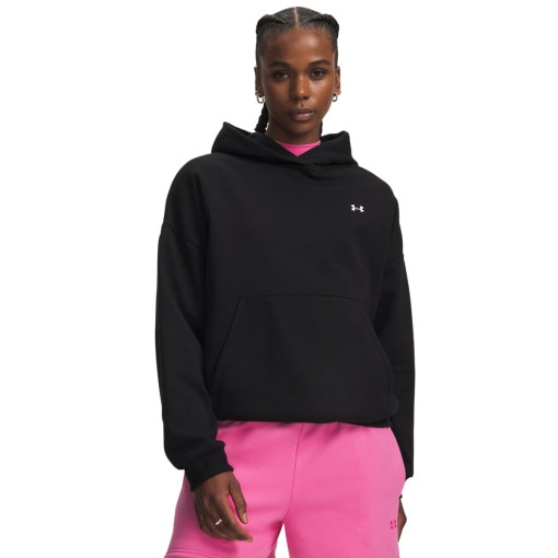 Obrazek dla: UNDER ARMOUR Damska bluza dresowa nierozpinana z kapturem Under Armour Icon Fleece Hoodie  czarna Czarny