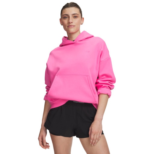 Obrazek dla: UNDER ARMOUR Damska bluza dresowa nierozpinana z kapturem Under Armour Icon Fleece Hoodie  różowa Rożowy