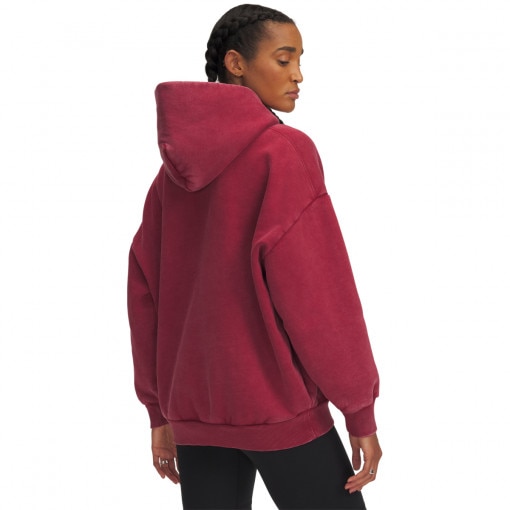Damska bluza dresowa nierozpinana z kapturem Under Armour UA Icon Hwt Flc Os Hdy - czerwona