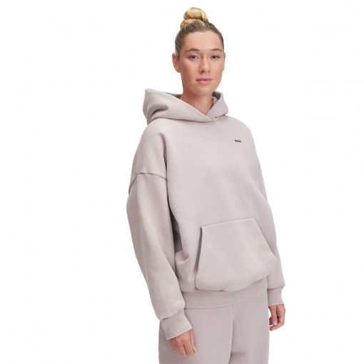 UNDER ARMOUR Damska bluza dresowa nierozpinana z kapturem Under Armour UA Icon Hwt Flc Os Hdy  beżowa Beżowy