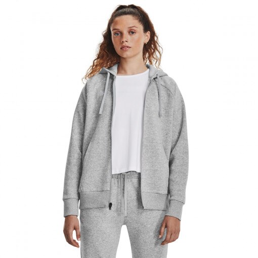 UNDER ARMOUR Damska bluza dresowa rozpinana z kapturem Under Armour UA Rival Fleece FZ Hoodie  szara Szary