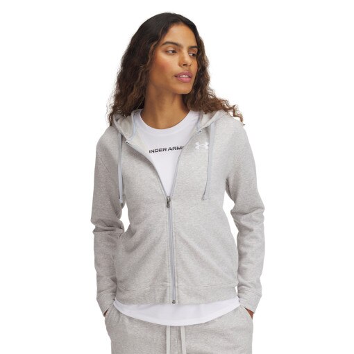 UNDER ARMOUR Damska bluza dresowa rozpinana z kapturem Under Armour UA Rival Terry FZ  szara Szary