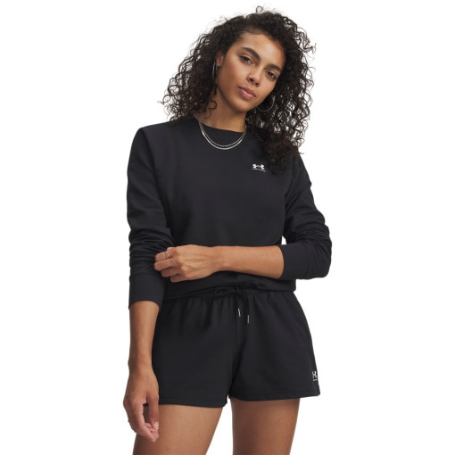 Obrazek dla: UNDER ARMOUR Damska bluza nierozpinana bez kaptura Under Armour Sport Terry Crew  czarna