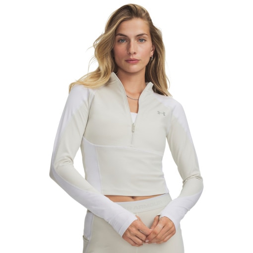 Obrazek dla: UNDER ARMOUR Damska bluza treningowa kompresyjna Under Armour Coldgear Elite 1/2 Zip  kremowa Kremowy