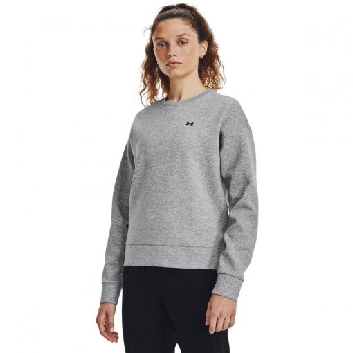 UNDER ARMOUR Damska bluza treningowa nierozpinana bez kaptura Under Armour Unstoppable Flc Crew  szara Szary melanż