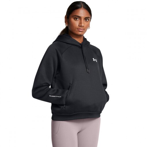 UNDER ARMOUR Damska bluza treningowa nierozpinana z kapturem Under Armour UA Armour Flc Pro Hdy  czarna Czarny