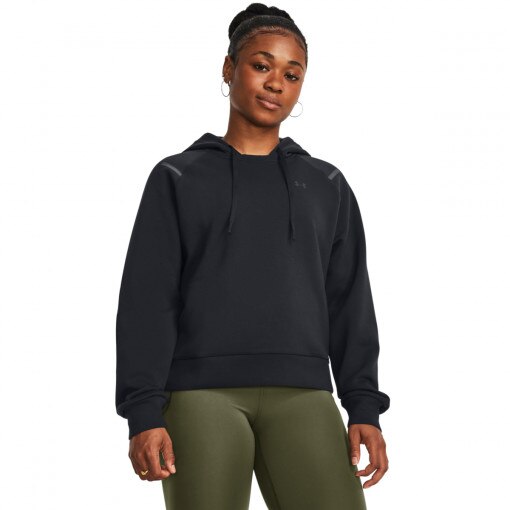 UNDER ARMOUR Damska bluza treningowa nierozpinana z kapturem Under Armour Unstoppable Flc Hoodie  czarna Czarny