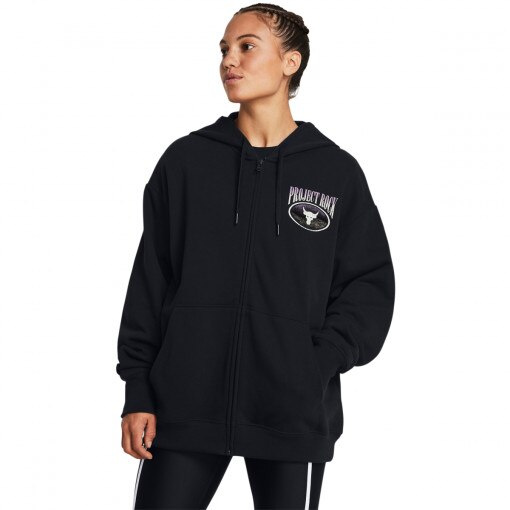UNDER ARMOUR Damska bluza treningowa rozpinana z kapturem Under Armour Project Rock HW Terry FZ OS Q1  czarna Czarny