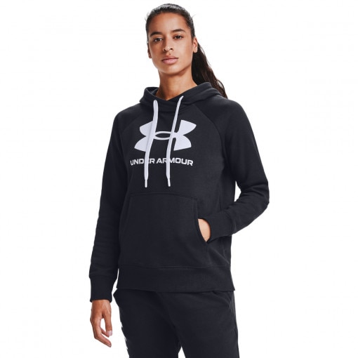 UNDER ARMOUR Damska bluza treningowa UNDER ARMOUR  Rival Fleece Logo Hoodie  czarna Głęboka czerń