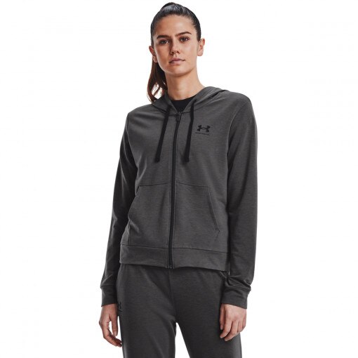 UNDER ARMOUR Damska bluza treningowa UNDER ARMOUR Rival Terry FZ Hoodie  szara Ciemny szary