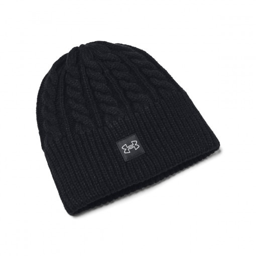 UNDER ARMOUR Damska czapka zimowa Under Armour Halftime Cable Knit Beanie  czarna  Czarny