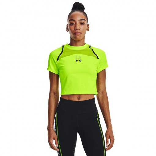 UNDER ARMOUR Damska koszulka do biegania UA Run Anywhere Crop SS  limonka Limonka