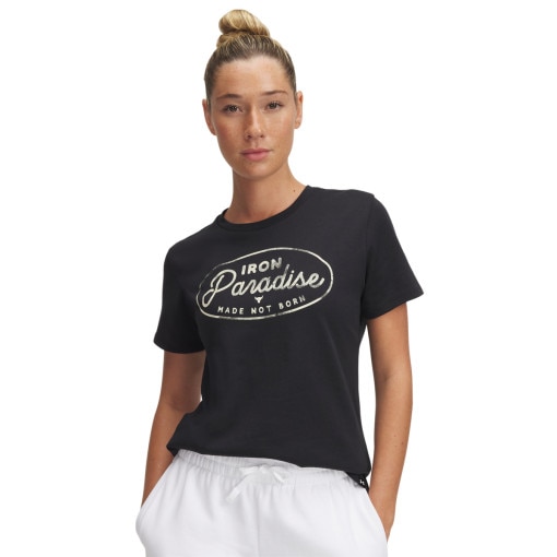 UNDER ARMOUR Damska koszulka treningowa Under Armour UA Project Rock W Hw Ss Tools czarna Czarny