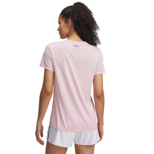 Damska koszulka treningowa Under Armour UA Tech PTH Graphic SSC - różowa