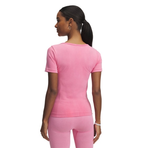 Damska koszulka treningowa Under Armour Vanish Seamless Washed SS - różowa