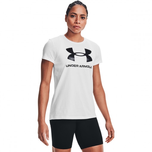 Obrazek dla: UNDER ARMOUR Damska koszulka z nadrukiem Under Armour UA Rival Logo SS biała Biały/czarny