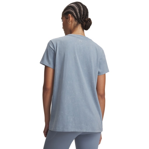 Damska koszulka z krótkim rękawem Under Armour Rival Cotton Wash SS - niebieska