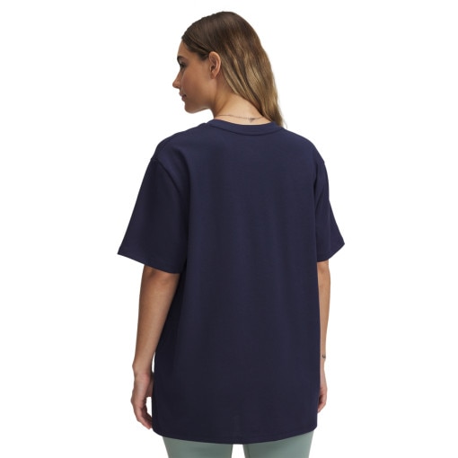 Damska koszulka z nadrukiem Under Armour UA HWT OS Collegiate SS - granatowa