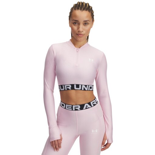 UNDER ARMOUR Damski longsleeve treningowy Under Armour Heatgear Rib 1/4 Zip Ls  różowy Różowy