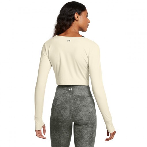 Damski longsleeve treningowy Under Armour Project Rock W Lg Ls Workout Top - beżowy