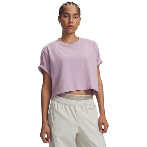 Obrazek dla: UNDER ARMOUR Damski tshirt crop top Under Armour UA Rival Boxy Tee Solid  różowy Rożowy