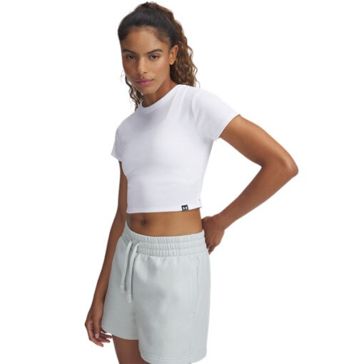 UNDER ARMOUR Damski tshirt crop top Under Armour UA Rival Rib Baby Tee  biały  Biały