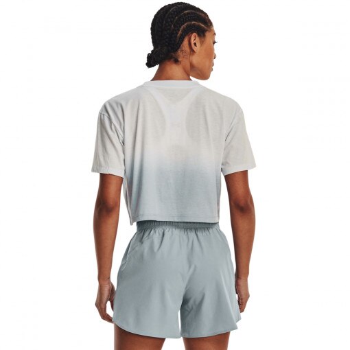 Damski t-shirt z nadrukiem Under Armour UA Branded Dip Dye Crop Short Sleeve - szary