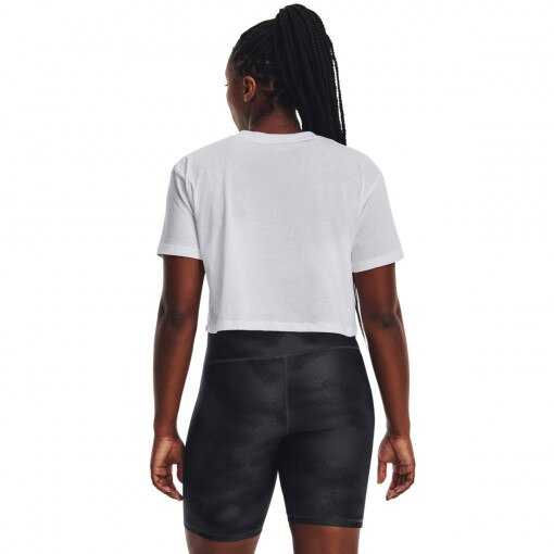 Damski t-shirt z nadrukiem Under Armour UA BRANDED LOGO CROP SS - biały