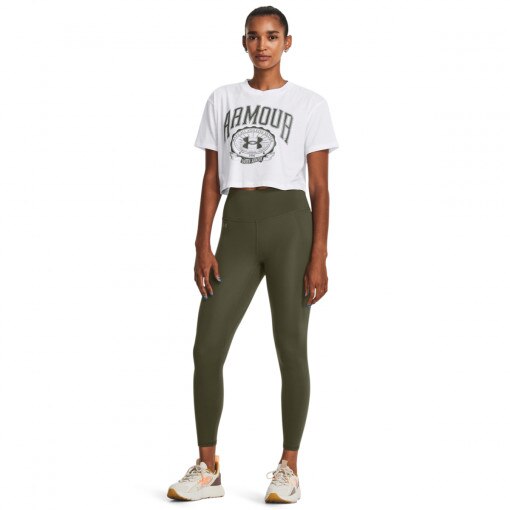 UNDER ARMOUR Damski tshirt z nadrukiem Under Armour UA Collegiate Crest Crop SS  biały Biały