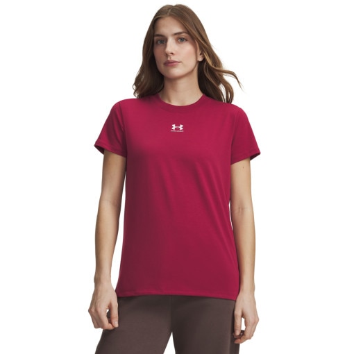 Obrazek dla: UNDER ARMOUR Damski tshirt z nadrukiem Under Armour UA Rival Core SS  czerwony Czerwony